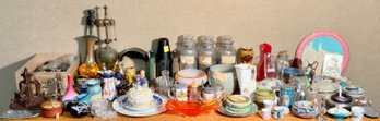 A large table lot of glassware,