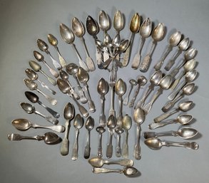 Antique coin silver spoons by various