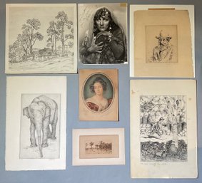 A portfolio containing antique and vintage