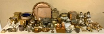 A large table lot of copper, brass,