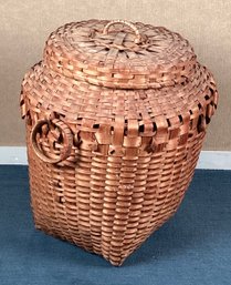 A large antique splint basket with 366f60