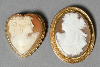 A stamped 14k cameo with a wide