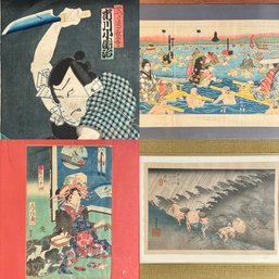 Four antique and vintage woodblock 366fab