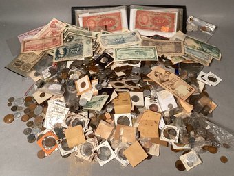 A large lot of coins and paper