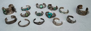 14 vintage sterling cuff bracelets  366fbe