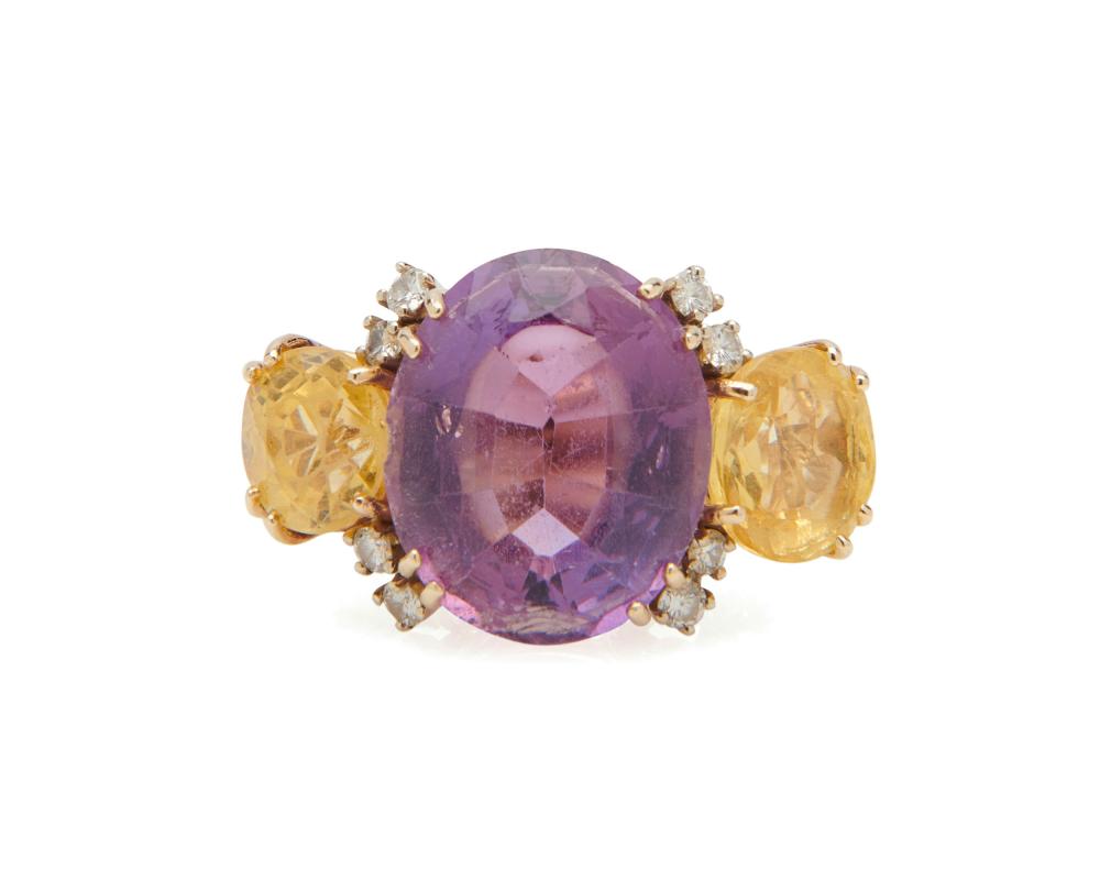 14K GOLD AMETHYST YELLOW SAPPHIRE  366fdc