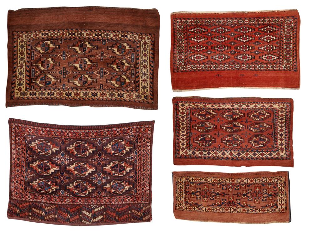 FIVE TURKOMAN TRAPPINGS, CA. 1900Five