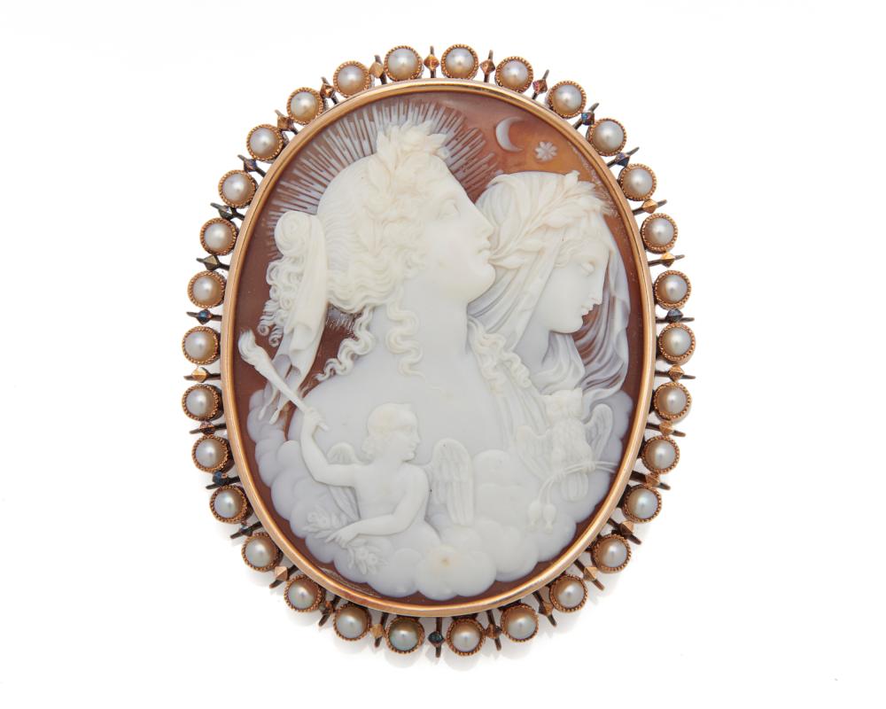 14K GOLD AND CARVED SHELL CAMEO 367323