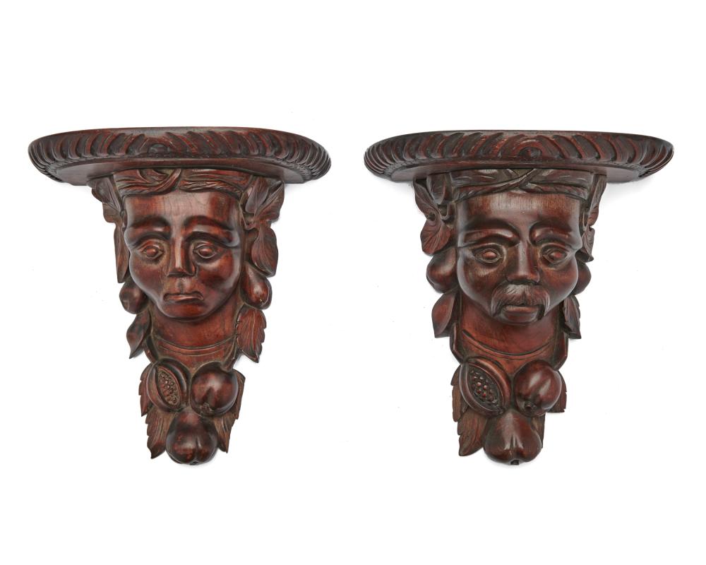 PAIR OF CONTINENTAL CARVED WALNUT 367409