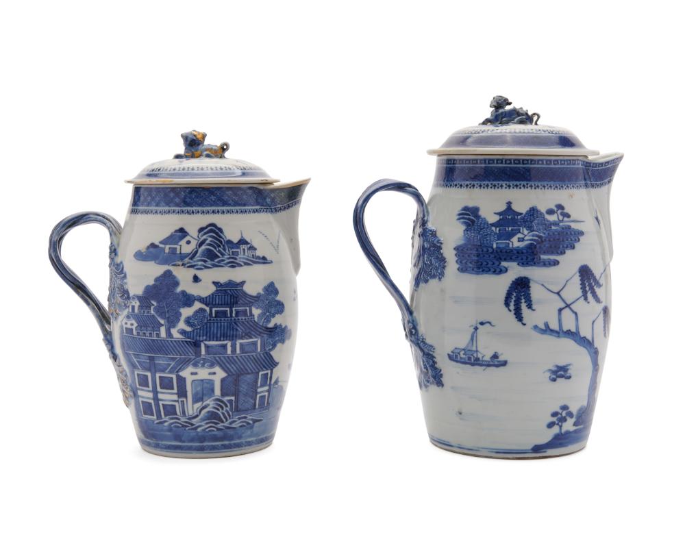 TWO CHINESE CANTON BLUE AND WHITE 367419