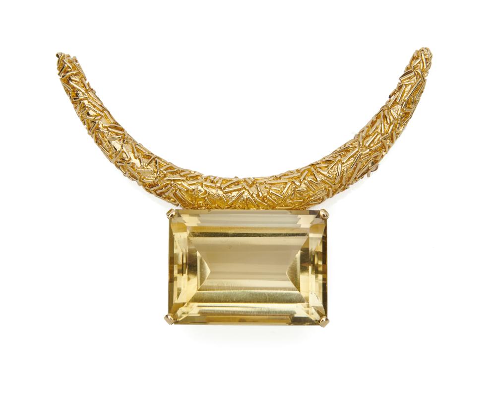 CARTIER 18K GOLD AND CITRINE BROOCHCARTIER 367468