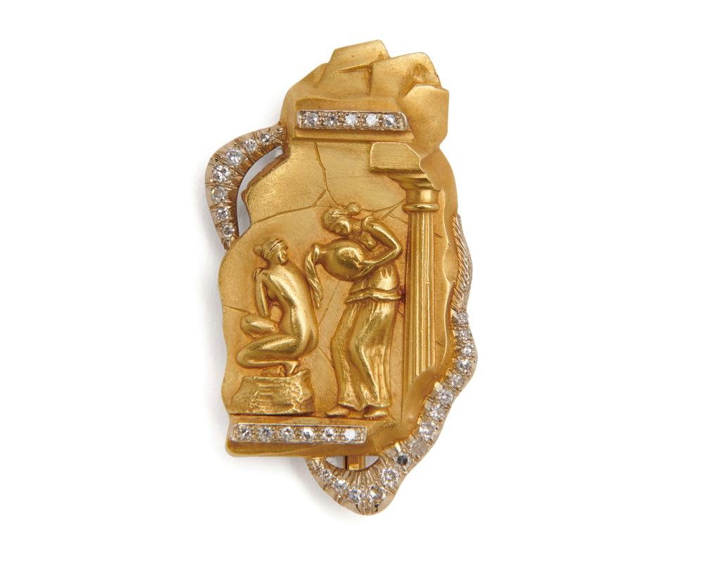 18K GOLD AND DIAMOND BROOCH18K 3675c7