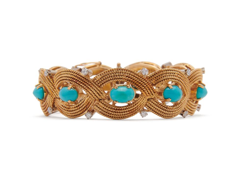 14K GOLD TURQUOISE AND DIAMOND 3675d4