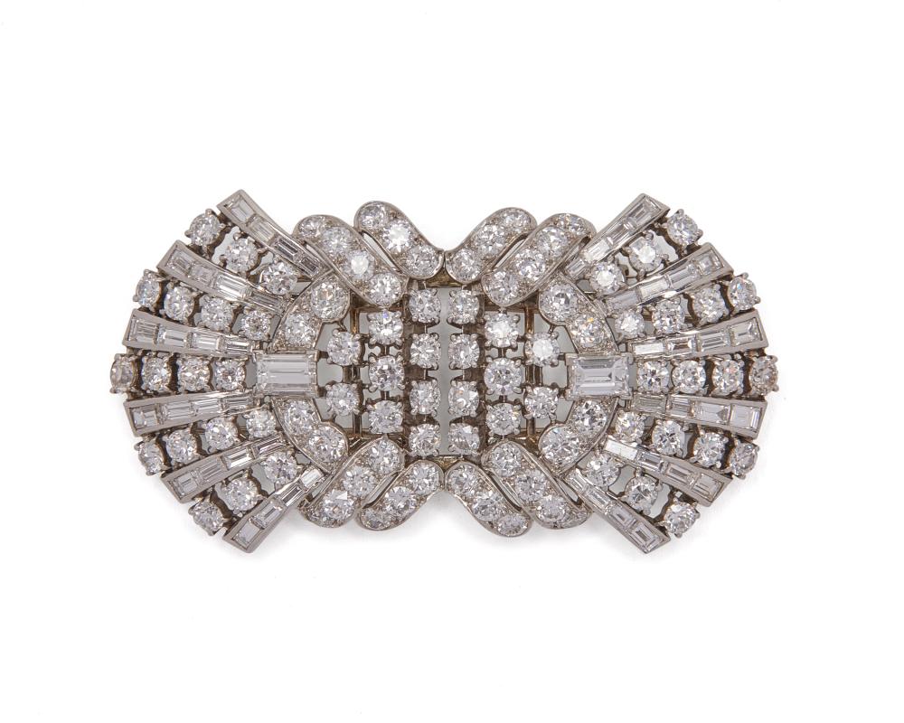 PLATINUM AND DIAMOND DRESS CLIPS/BROOCHPlatinum