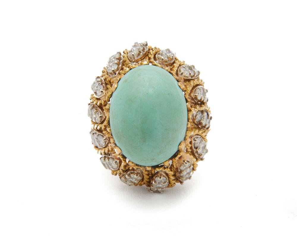 18K GOLD TURQUOISE AND DIAMOND 36761f