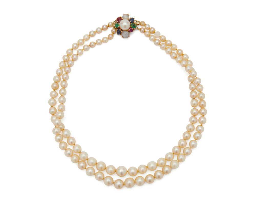 PEARL AND GEMSET NECKLACEPearl