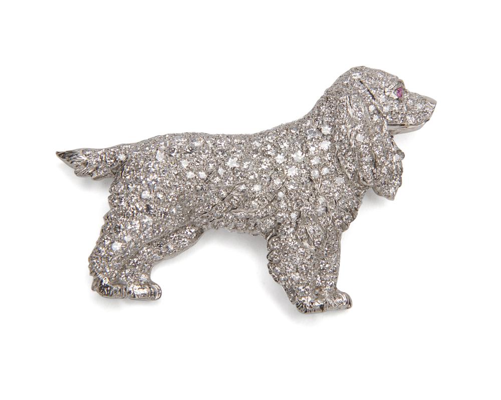 14K GOLD AND DIAMOND SPANIEL BROOCH14K 367658