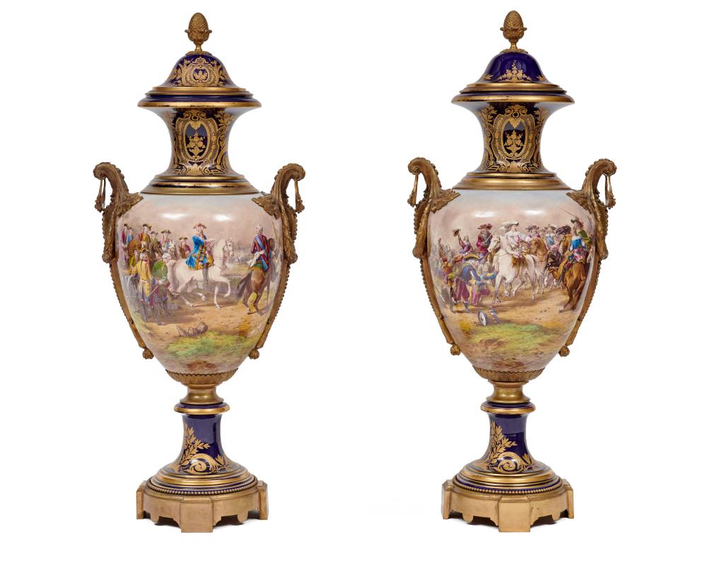 PAIR OF SEVRES PORCELAIN ORMOLU