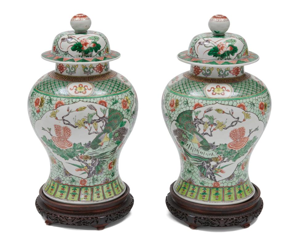 PAIR OF CHINESE FAMILLE VERTE COVERED