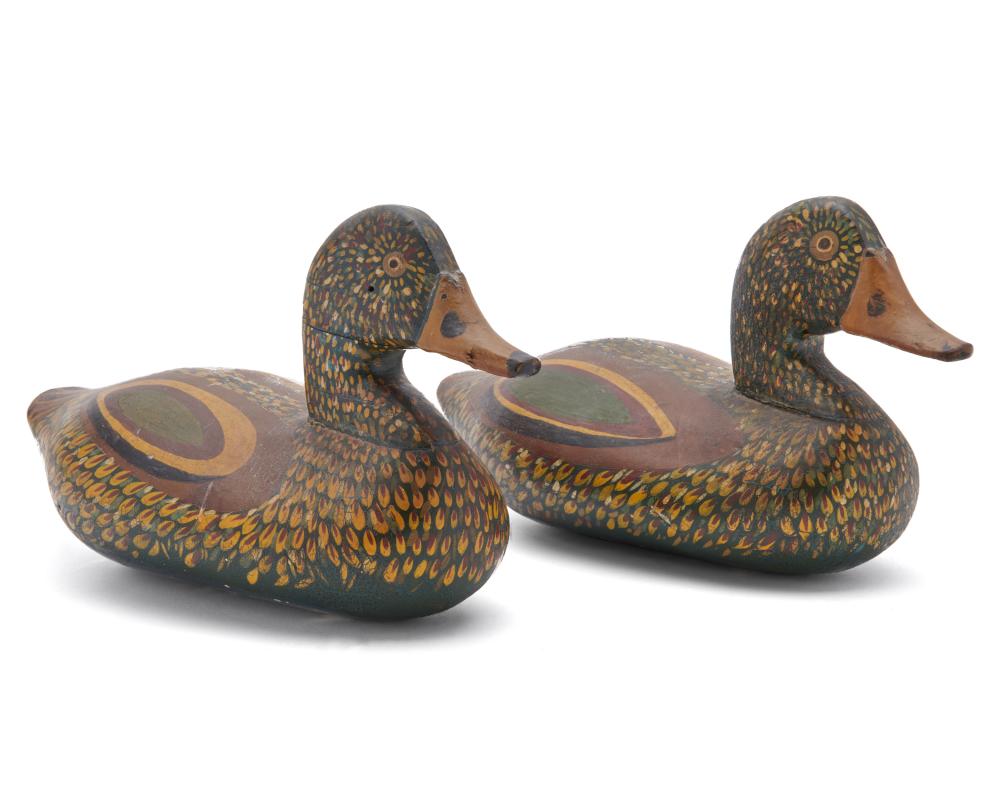 PAIR OF PAINTED TEAL DRAKE DECOYS  3676a9