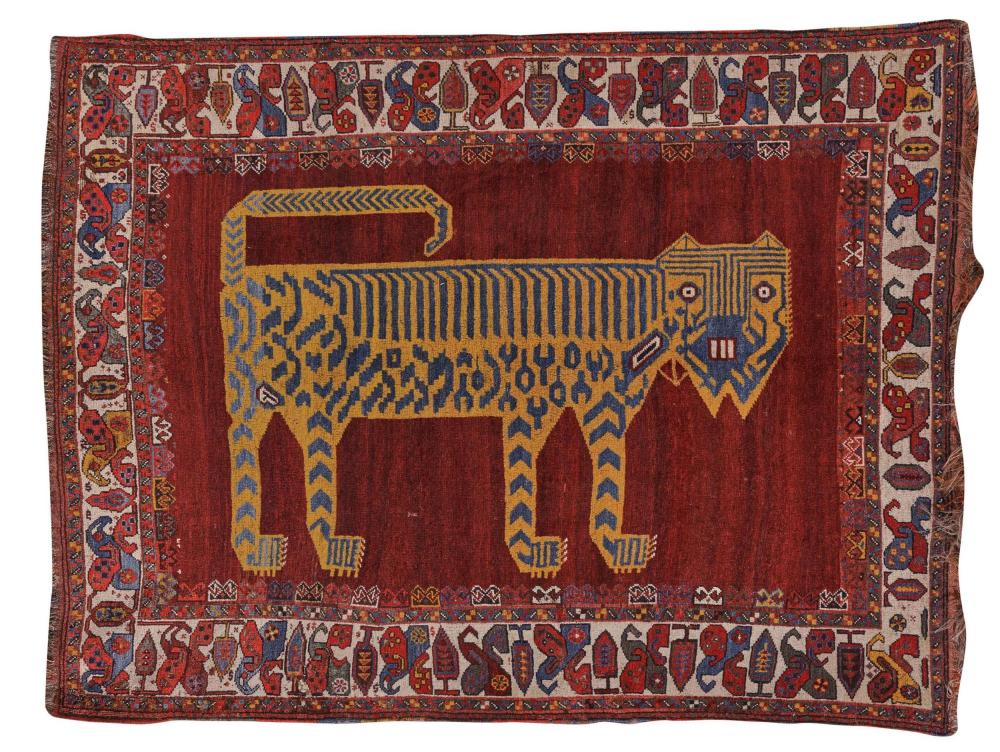 RARE KHAMSEH TIGER RUG, PERSIA,