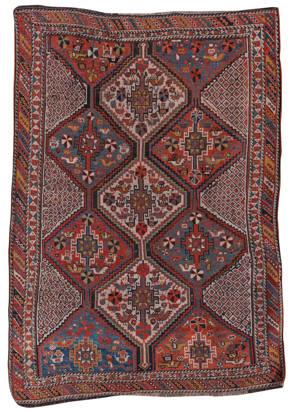 KHAMSEH BIRD RUG PERSIA MID 19TH 36771e