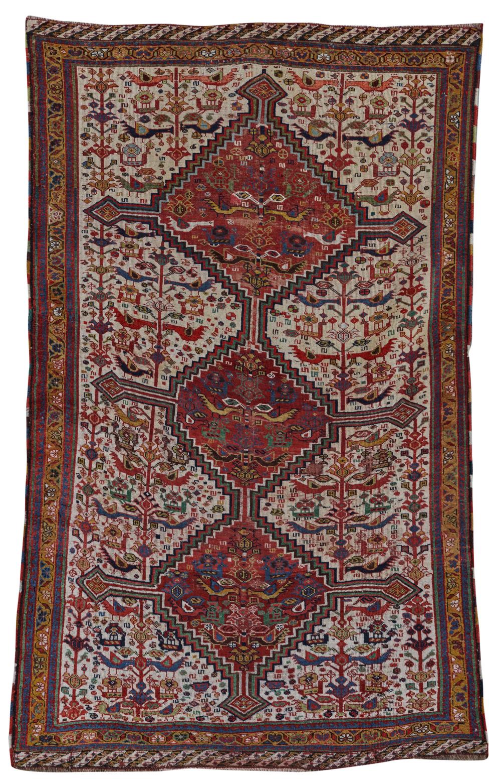 KHAMSEH BIRD RUG, PERSIA, MID 19TH