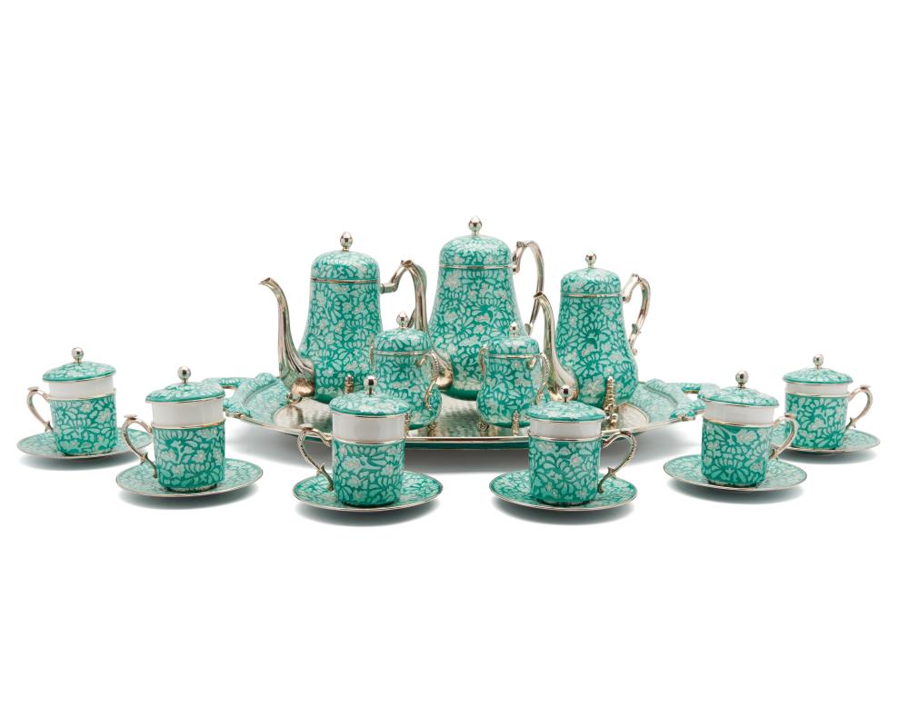 KOREAN ENAMELED SILVER COFFEE AND 3678a9