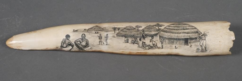 AFRICAN SCRIMSHAW ELEPHANT IVORY