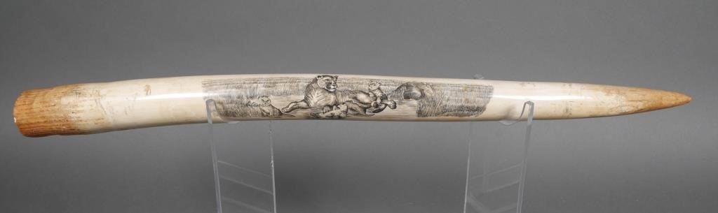 AFRICAN SCRIMSHAW ELEPHANT IVORY