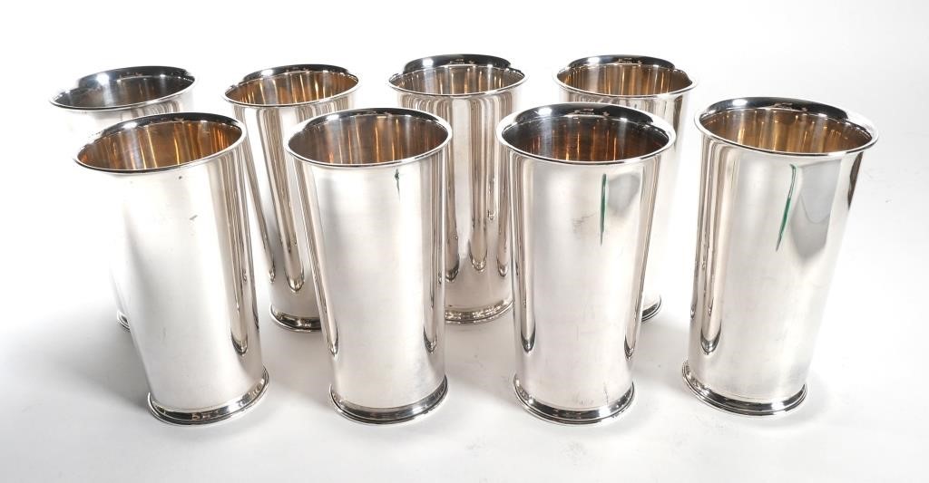 (8) STERLING SILVER WATER TUMBLERS,