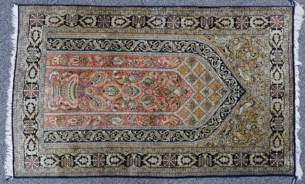 FINE SILK HEREKE HAND KNOTTED PICTORIAL 3652e1