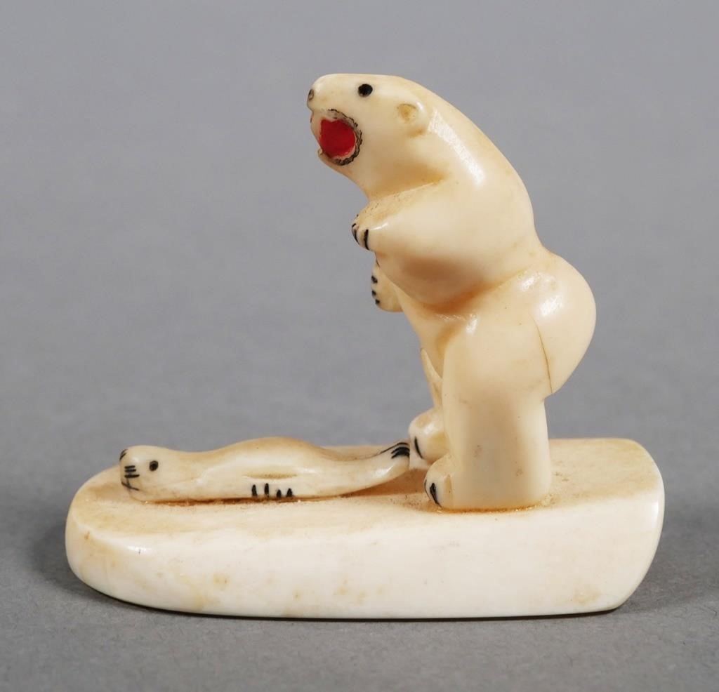 ESKIMO INUIT CARVED IVORY POLAR 365305