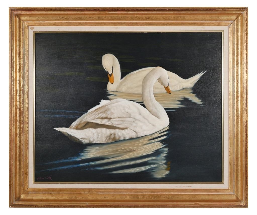 WILLIAM WELK, SWAN PAINTING O/COil