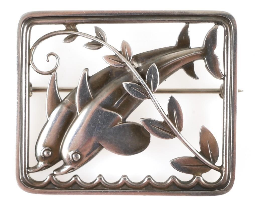 GEORG JENSEN STERLING DOLPHIN BROOCH 365361