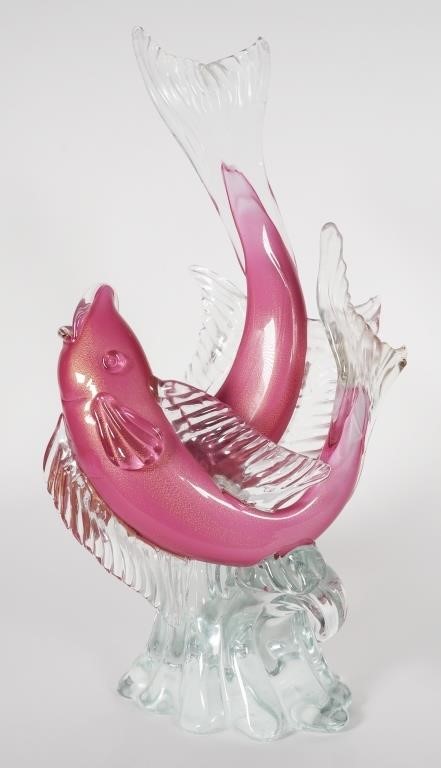 MURANO GLASS FISH STATUEHand blown Murano