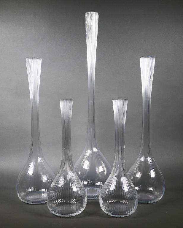  5 DAUM ART GLASS LONG NECK VASEDaum 365375