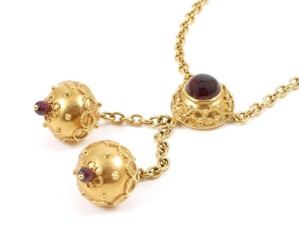 18K YELLOW GOLD GARNET CABOCHON 365387