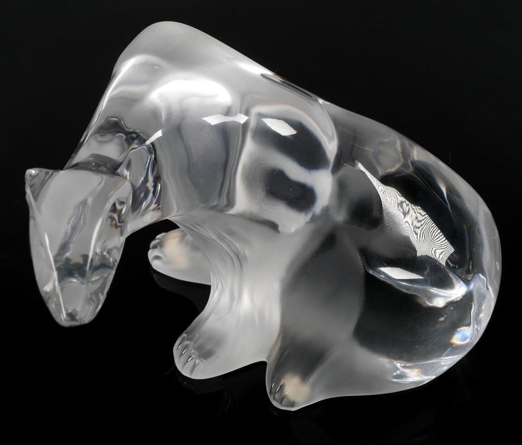 LALIQUE CRYSTAL POLAR BEAR SCULPTURELarge 3653b9