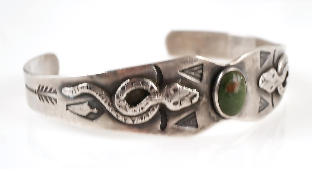 NAVAJO STERLING TURQUOISE SNAKE 3653d6