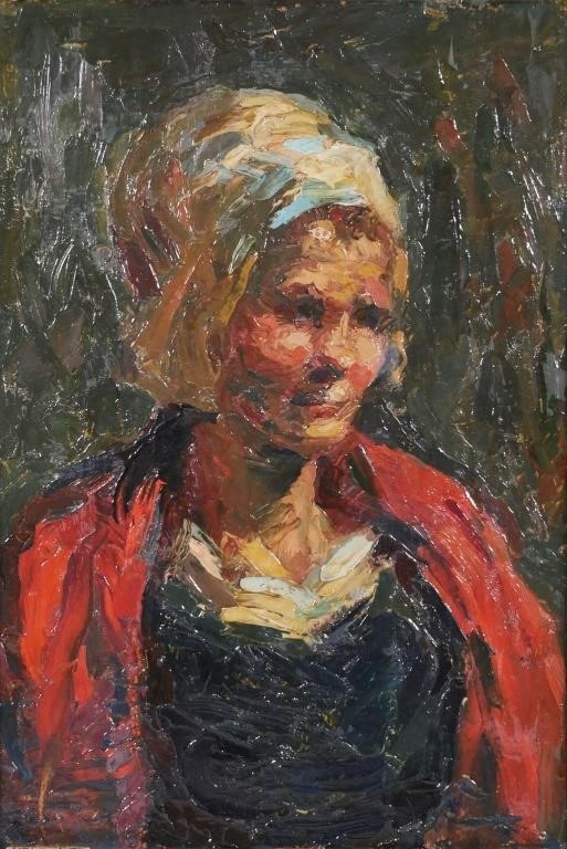 PORTRAIT OF A WOMAN OIL ON BOARD  36541f
