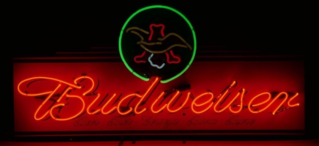 NEON SIGN, BUDWEISER, LARGE W/
