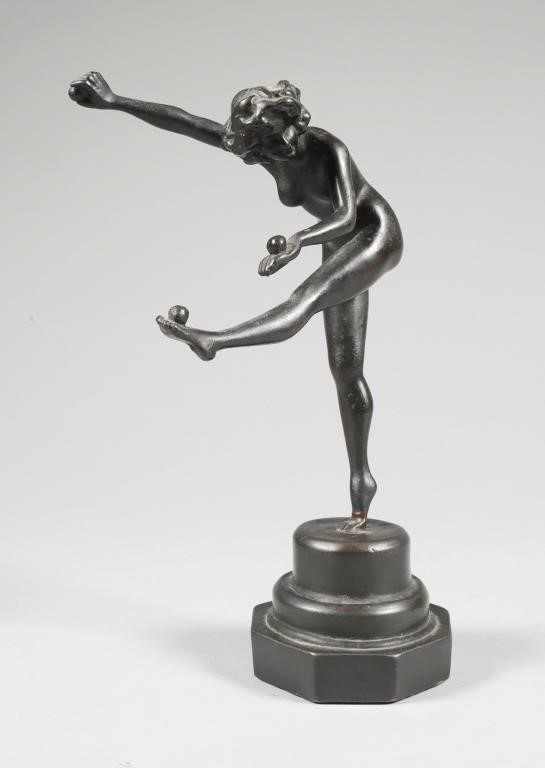 VINTAGE ART DECO NUDE WOMAN BRONZED 36544e