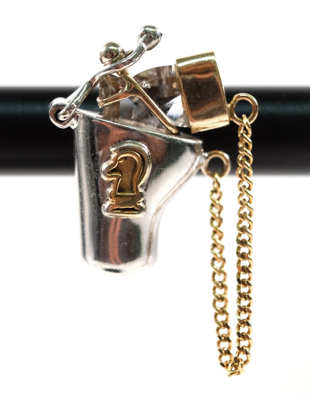 14K GOLD 1CT DIAMOND PISTOL & HOLSTER