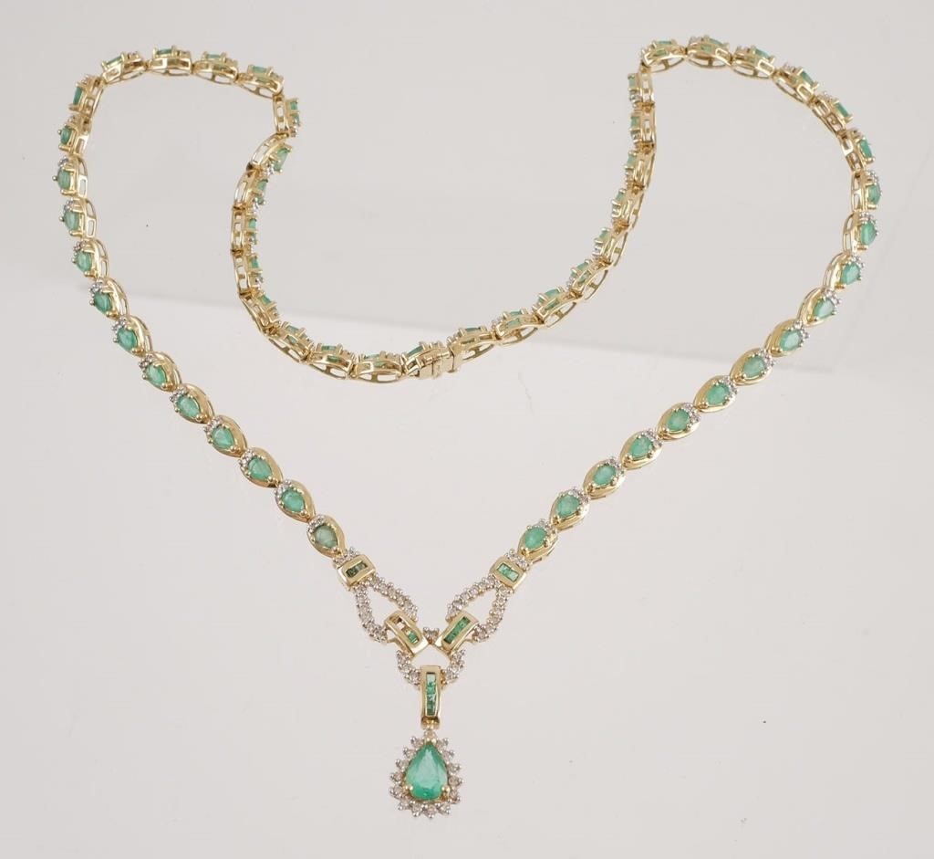 14K GOLD EMERALD DIAMOND NECKLACE14k 365544