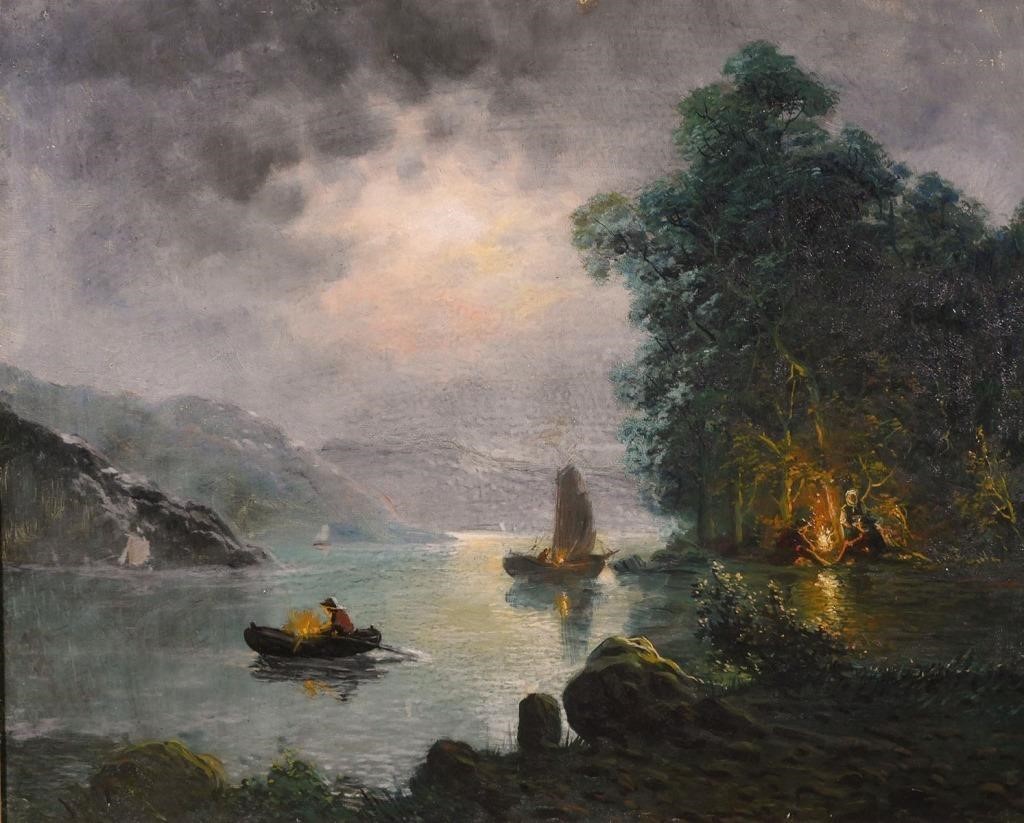 LAKE SCENE, OIL ON CANVAS, 19COil on