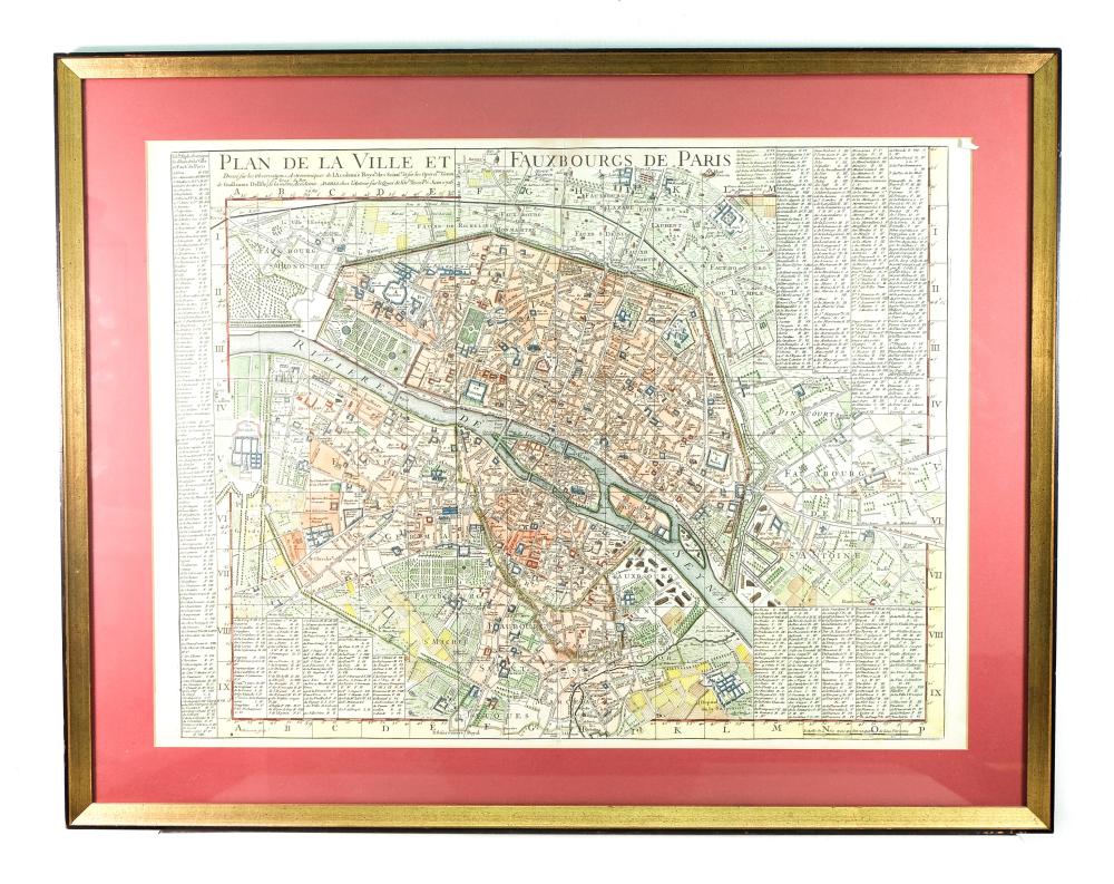 DELISLE MAP OF PARIS FRANCE HAND 36558d