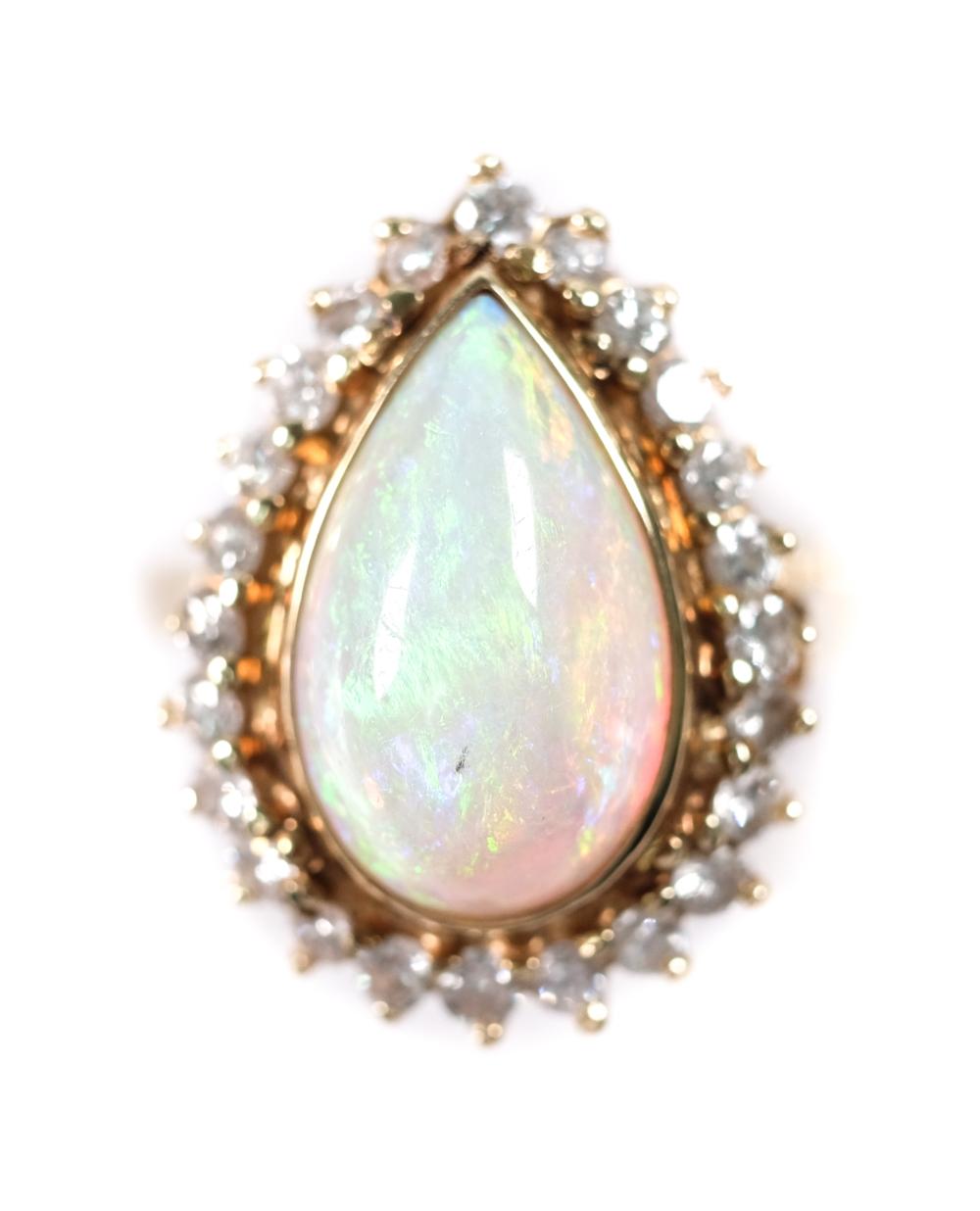 14K YG 5CT OPAL DIAMOND RING  3655c3