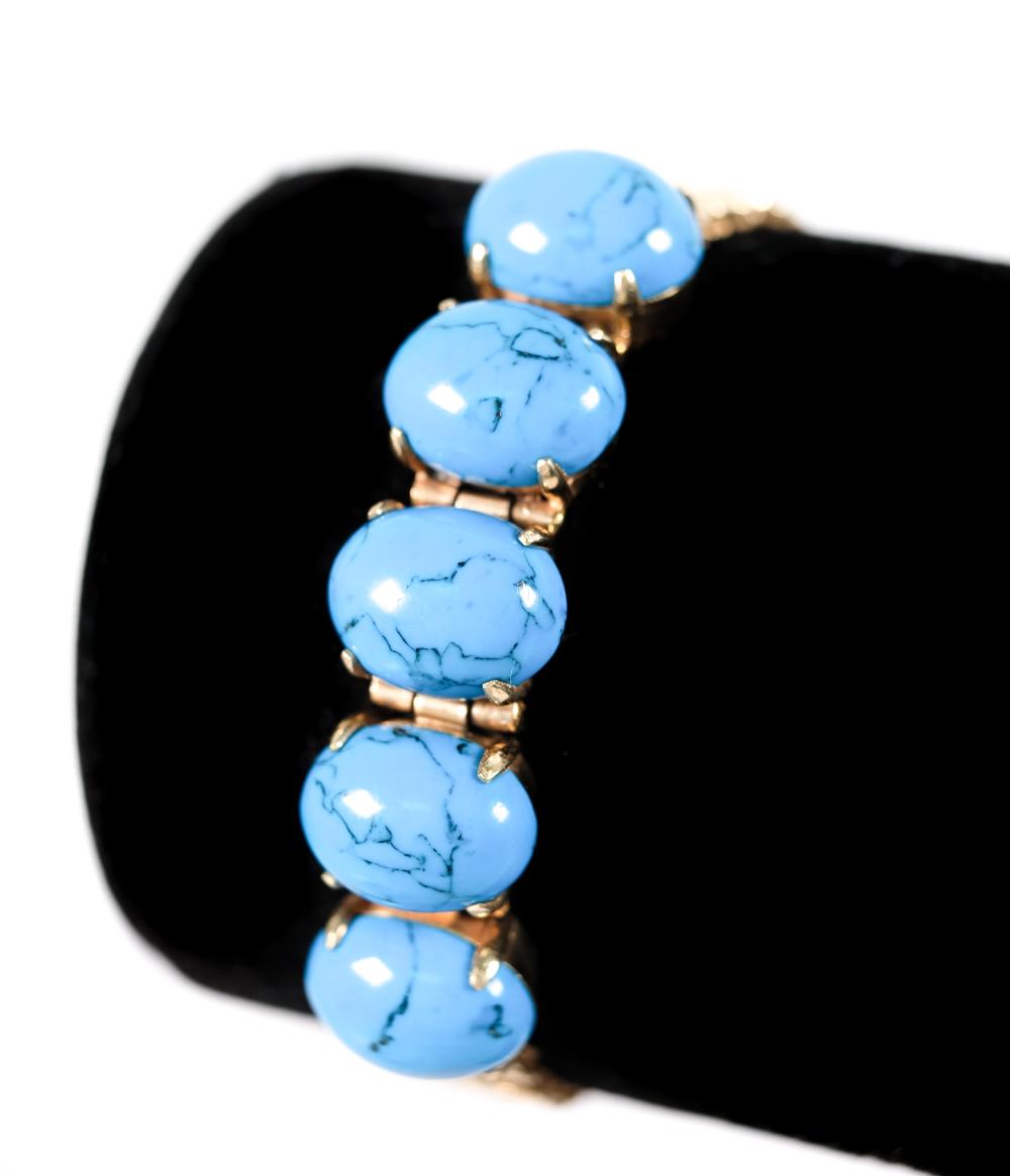 VINTAGE 14K YG TURQUOISE BRACELETVintage 3655c5