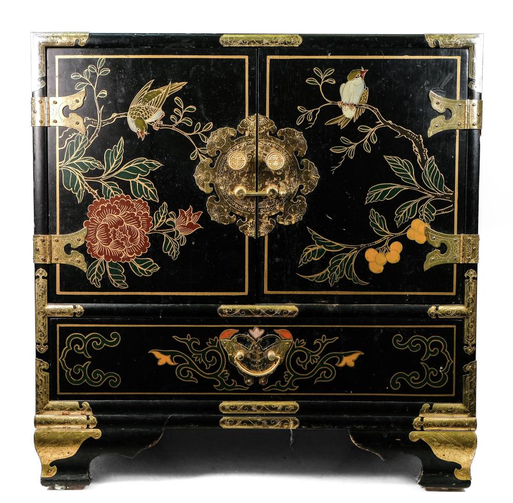 CHINOISERIE HAND PAINTED BLACK